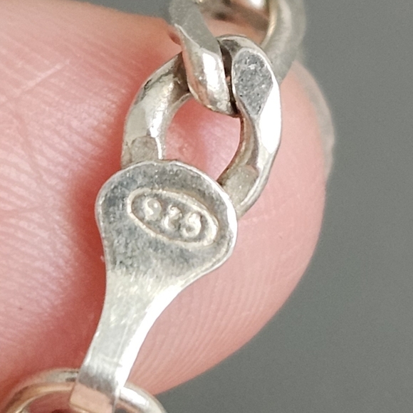 20" Length 925 Sterling Silver Figaro Chain Men's Necklace, - Picture 5 of 11